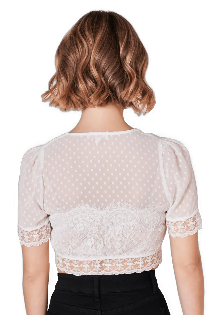 Dirndlbluse Krüger, Marianna, kurzarm, Crop Top, ecru,