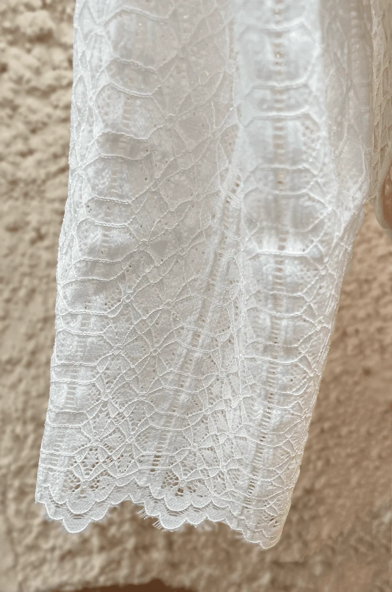 Dirndlbluse, Spieth & Wensky Dria, offwhite, hochgeschlossen, 3/4 Arm