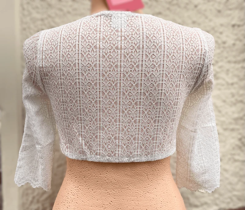 Dirndlbluse, Spieth & Wensky Dria, offwhite, hochgeschlossen, 3/4 Arm