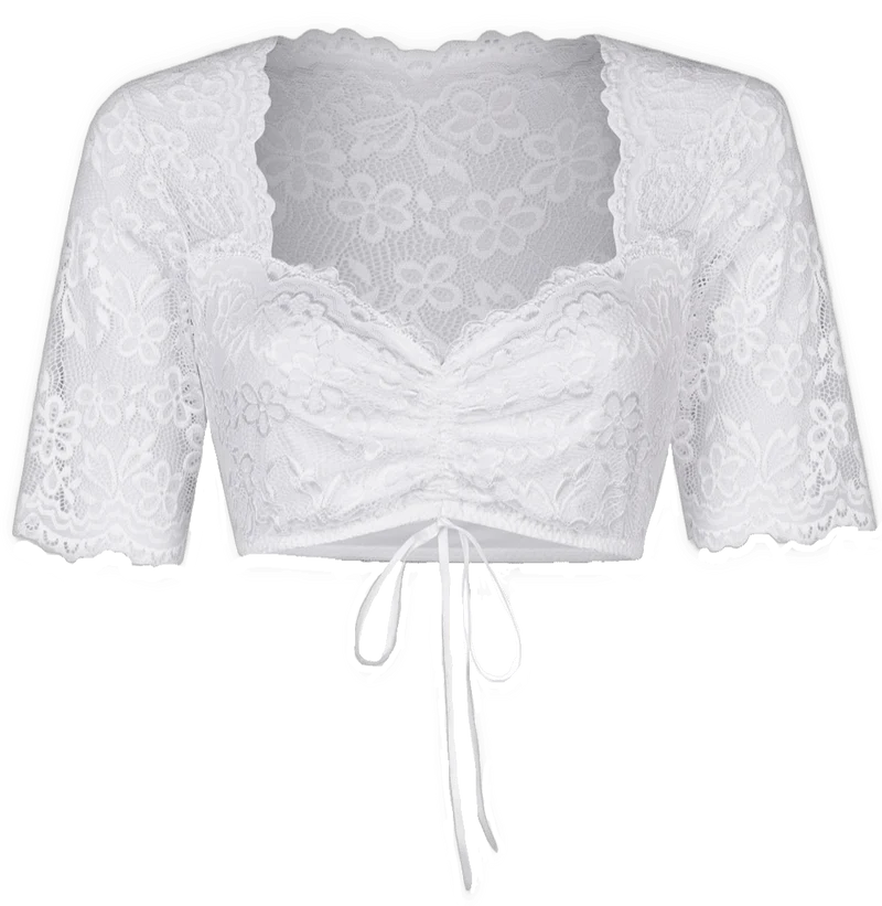 Dirndlbluse Nina von C., Andrea, Spitze, weiß, halbarm, Zugband