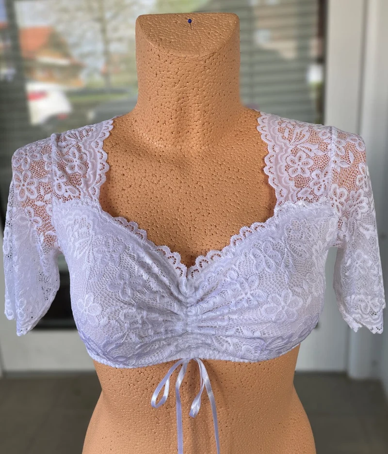 Dirndlbluse Nina von C., Andrea, Spitze, weiß, halbarm, Zugband