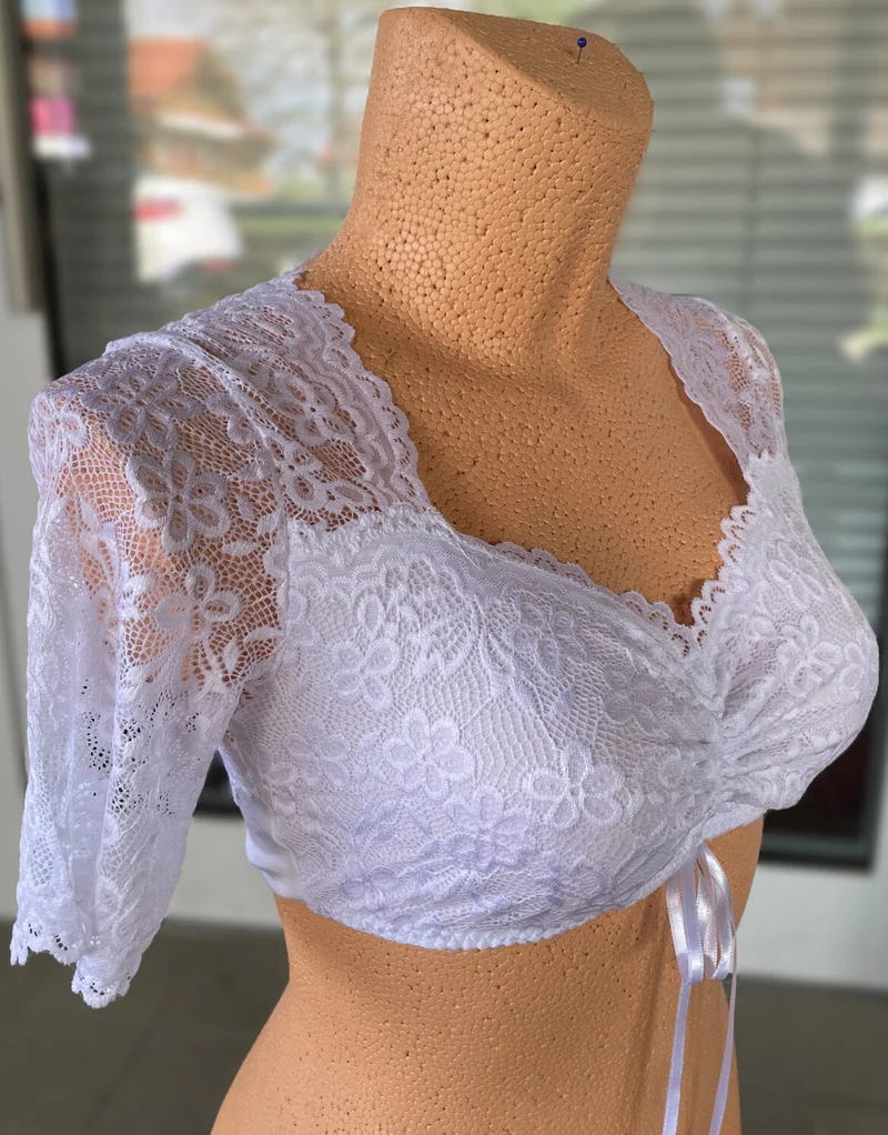 Dirndlbluse Nina von C., Andrea, Spitze, weiß, halbarm, Zugband