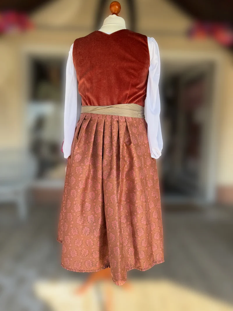 Dirndl Alpenfee, Jovana, Samt, rost ocker, 75 cm, große Größen