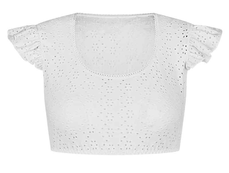 Dirndlbluse Nina von C., Anna, weiß, Flügelärmel, Lochstick