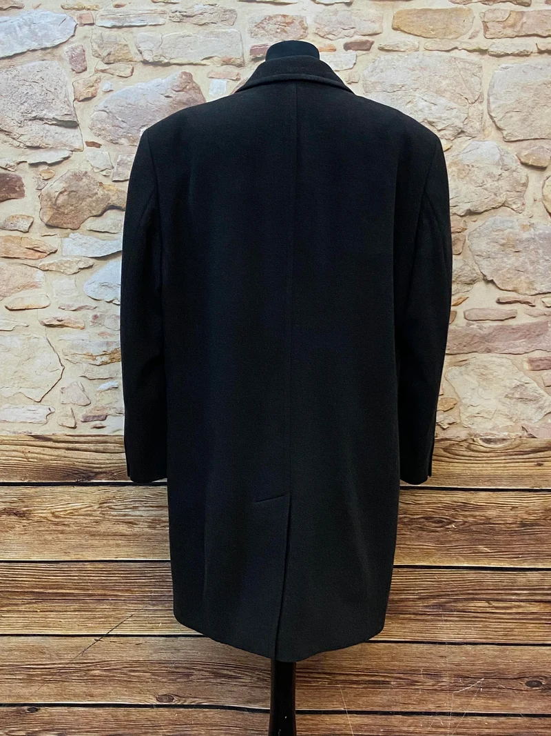 Vintage Herren Lodenmantel Gr. 48 in Schwarz aus Schurwolle