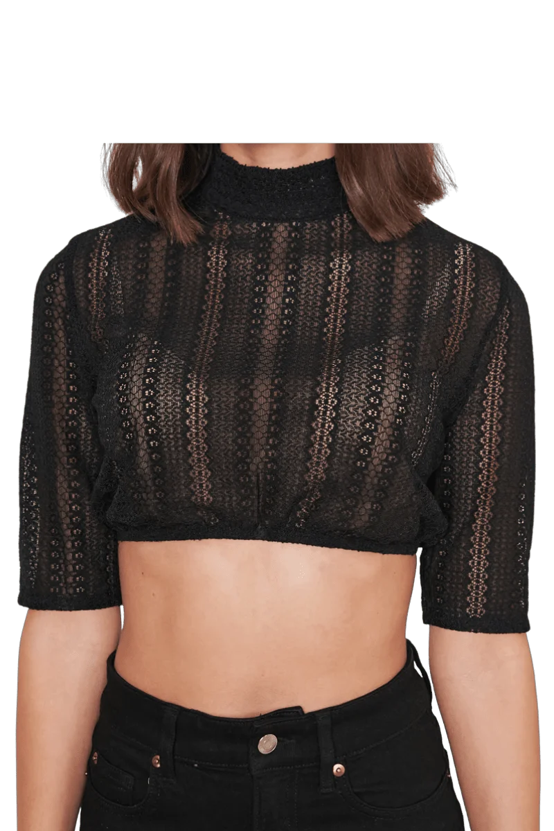 Dirndlbluse Krüger Collection, Klea, hochgeschlossen, schwarz