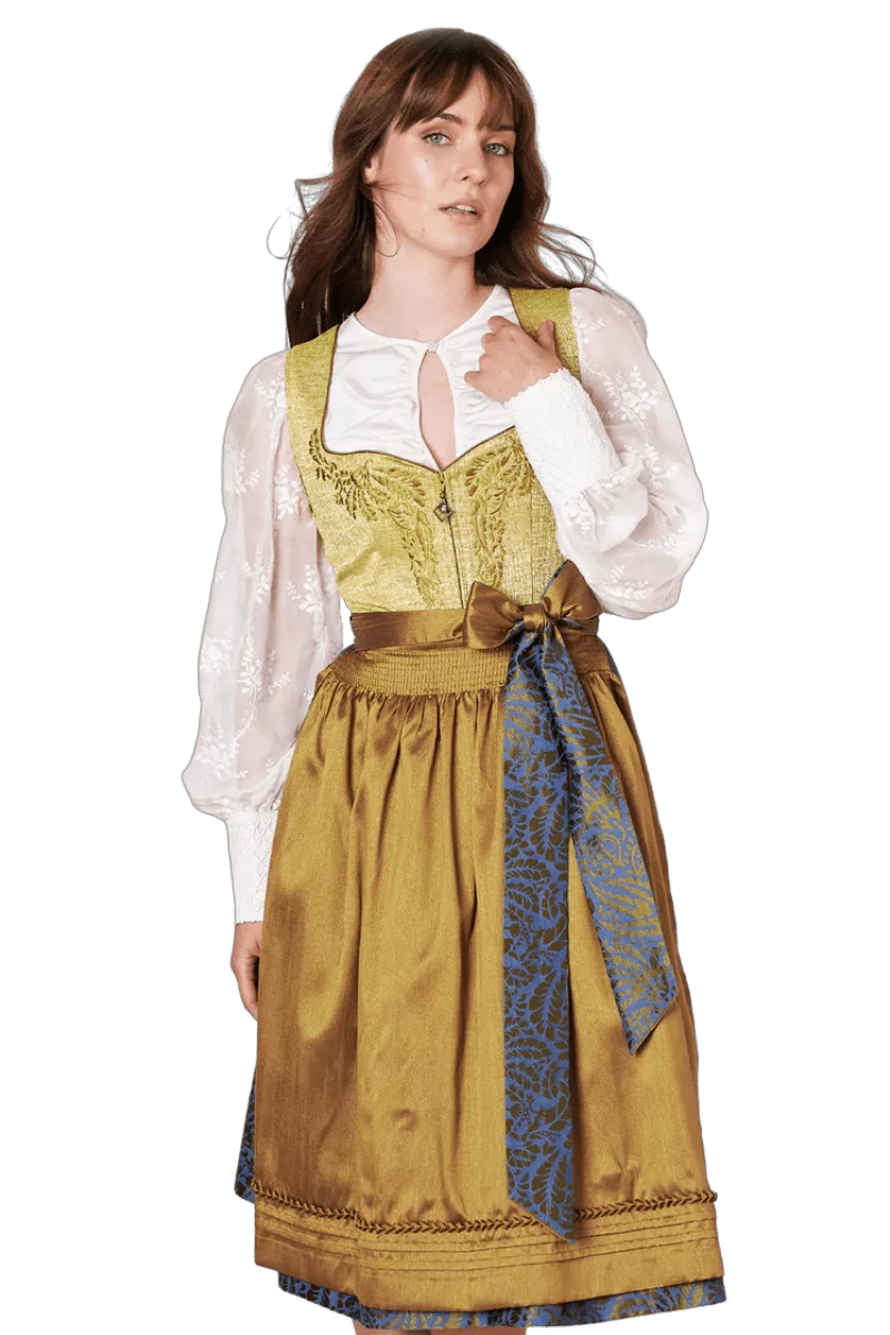 Dirndl Krüger Collections, Odilia, Midi 70 cm, gelb, blau, Gr. 40