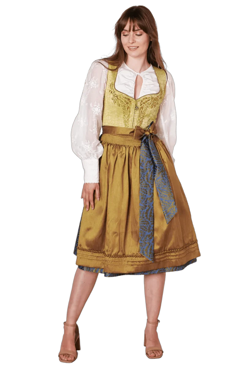 Dirndl Krüger Collections, Odilia, Midi 70 cm, gelb, blau, Gr. 40