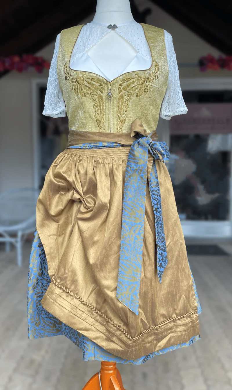 Dirndl Krüger Collections, Odilia, Midi 70 cm, gelb, blau, Gr. 40