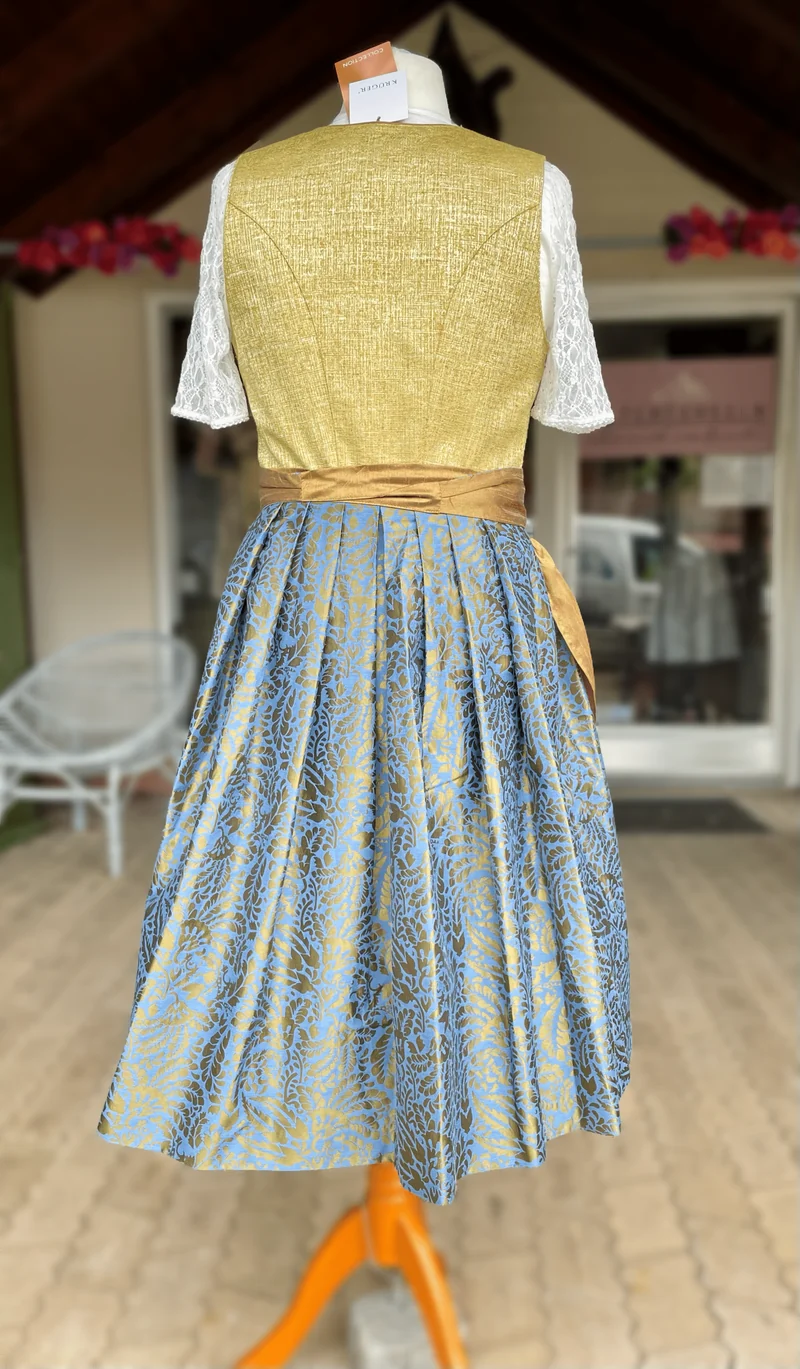Dirndl Krüger Collections, Odilia, Midi 70 cm, gelb, blau, Gr. 40
