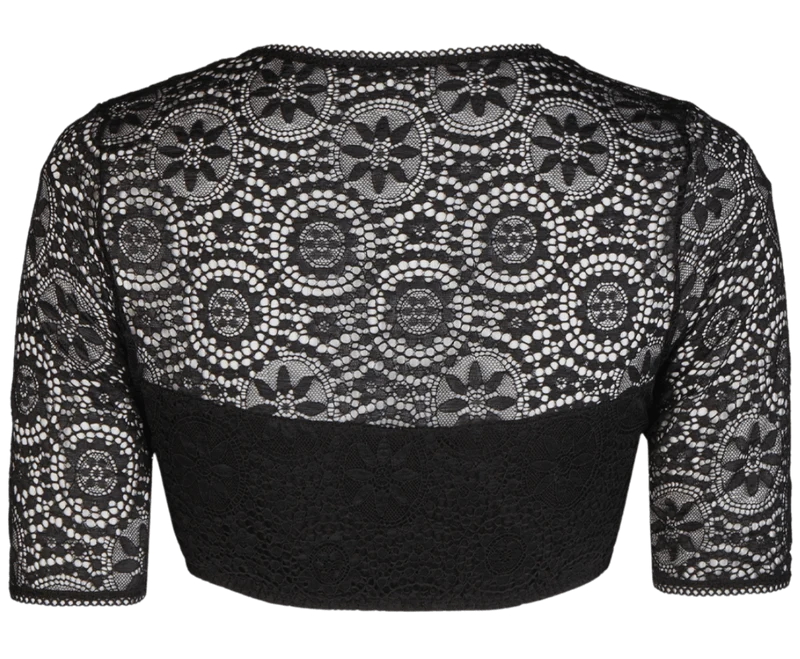 Dirndlbluse Nina von C., Miriam, schwarz, halbarm, hochgeschlossen, Blüten