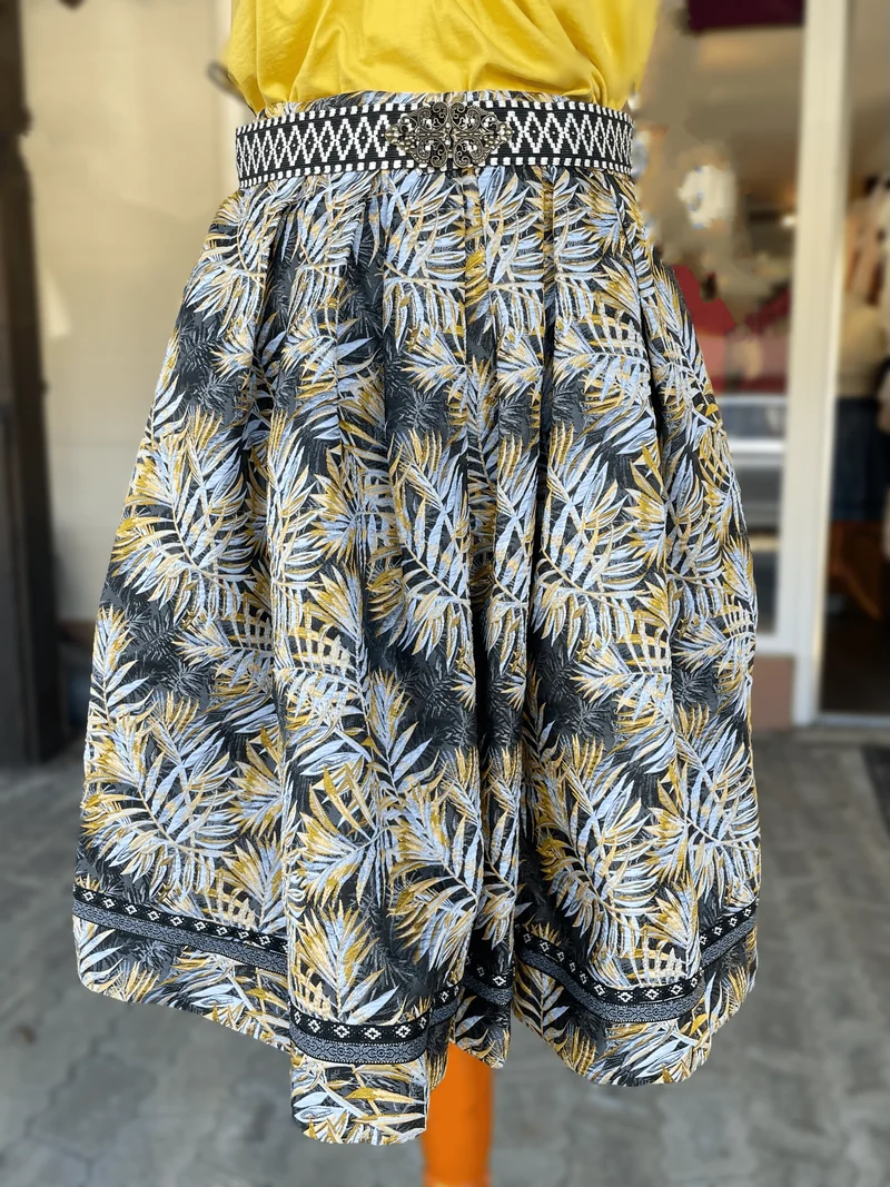 Trachten Rock Midi, Judika, schwarz, silber, gelb Krüger Collections