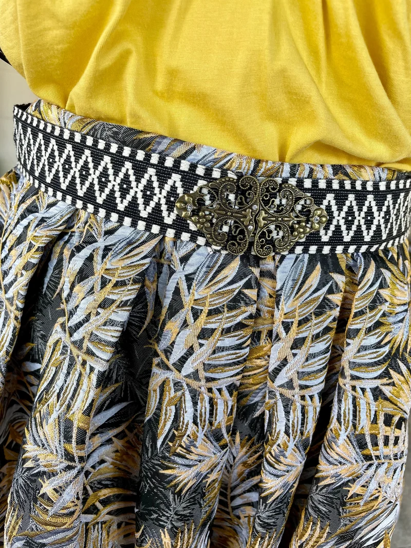 Trachten Rock Midi, Judika, schwarz, silber, gelb Krüger Collections