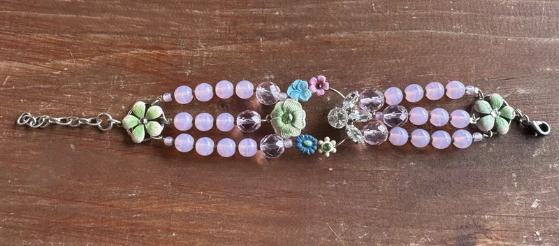 Trachten Armband, rosa, Perlen, pink, Blumen