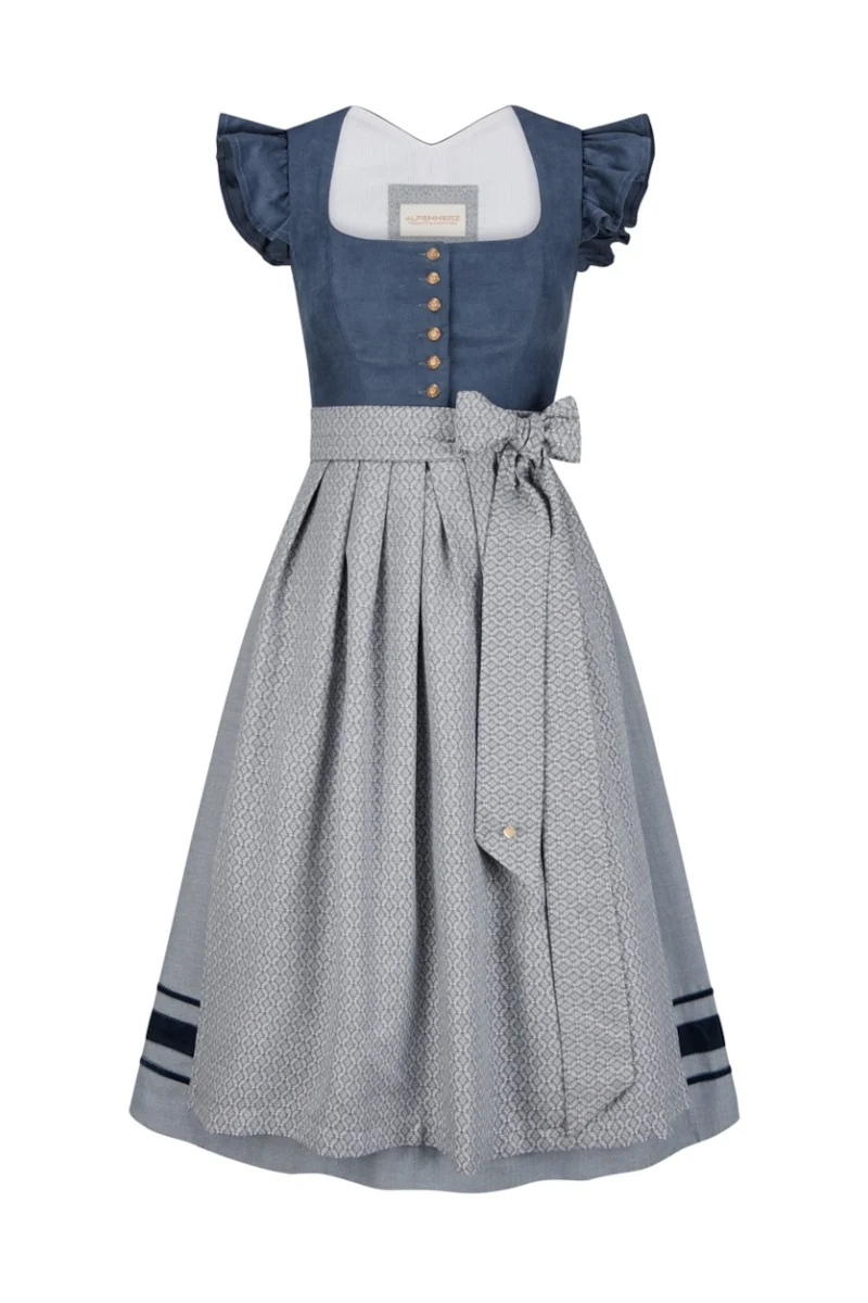 Alpenherz Flügelarm-Dirndl Nila blau