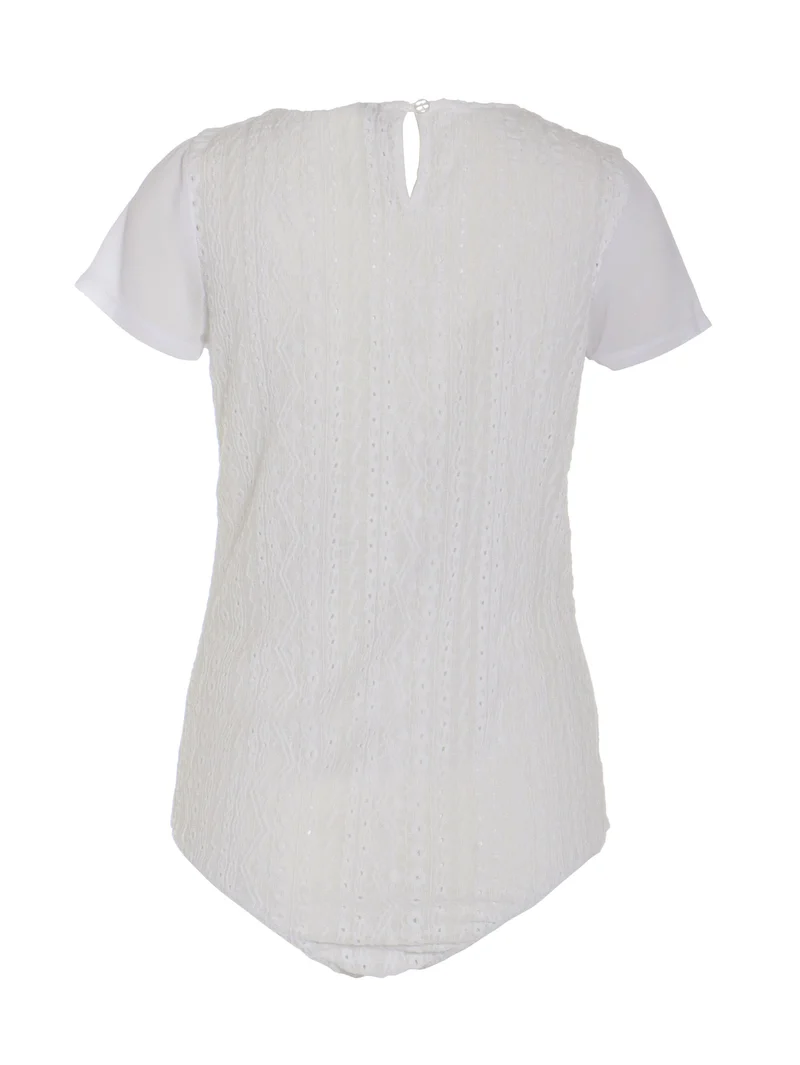 Body in Stickoptik mit Organza-Einsatz