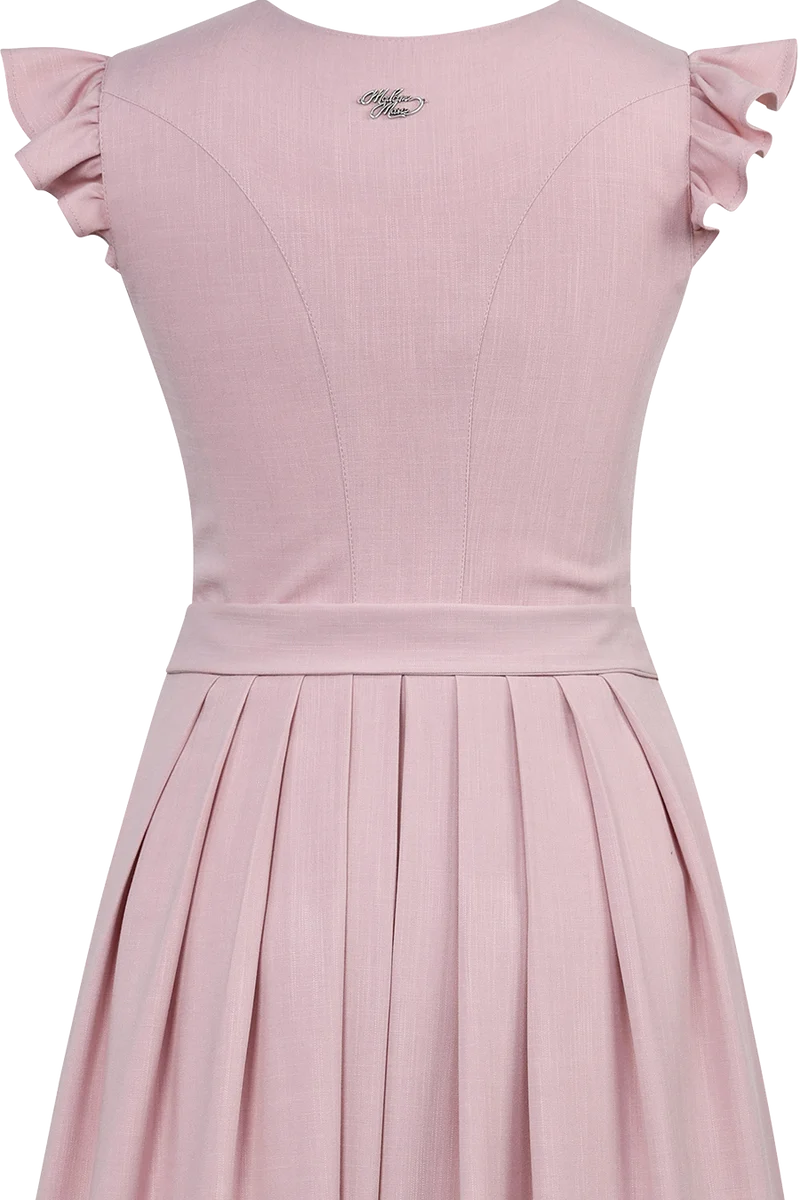 Monochromes Midi-Dirndl mit Schließe und Flügelärmel - blush