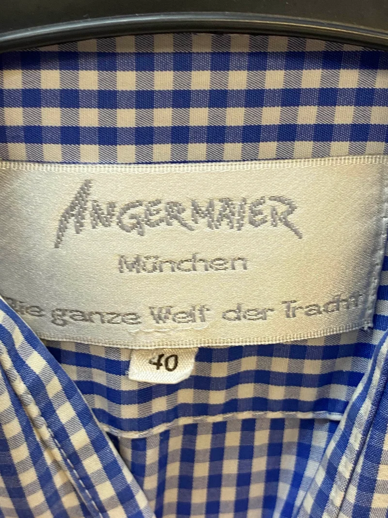 Angermaier Trachtenhemd blau kariert Gr. 40