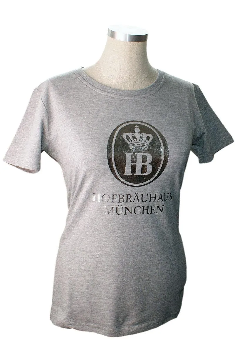 Hofbräu Damenshirt grau - Silberfolie
