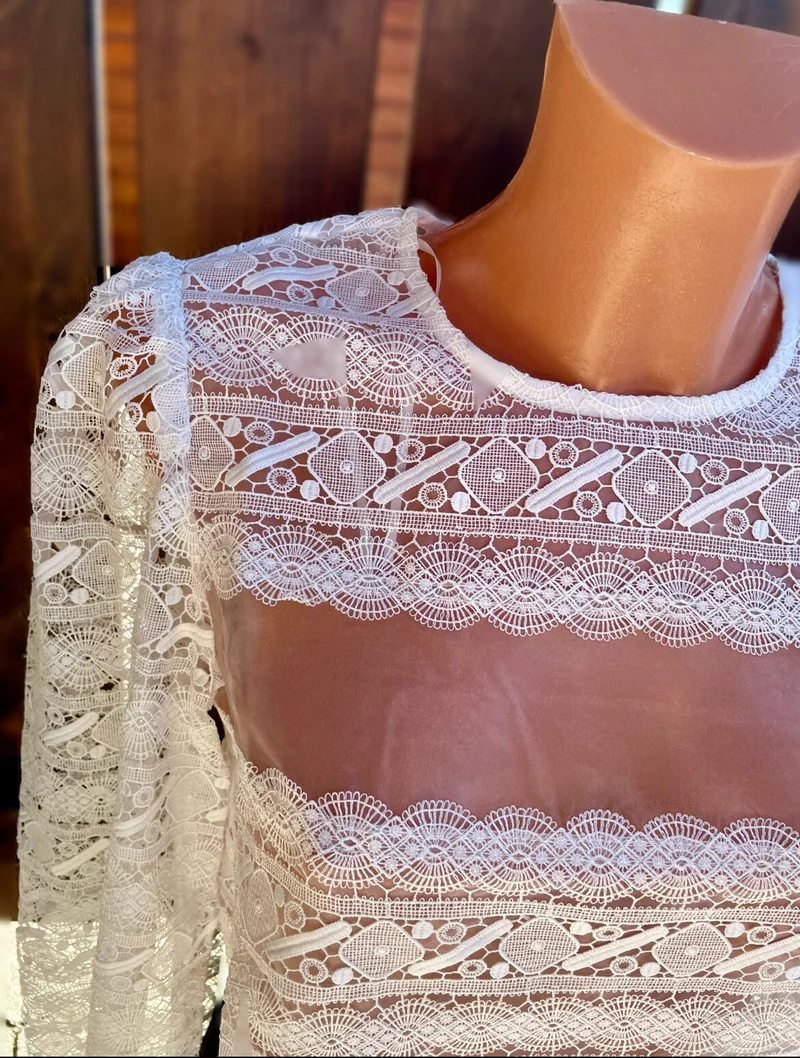 Dirndlbluse Krüger Collection, Melati, Spitze, langarm, ecru