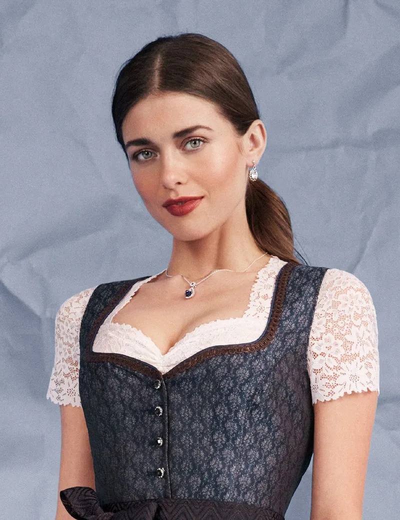 Dirndlbluse Spieth & Wensky, Bahamas, weiß, Spitze, Zugband