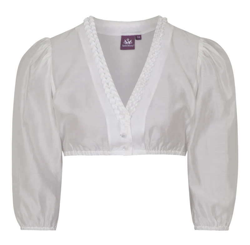 Dirndlbluse, Spieth & Wensky, creme, Fidelia Chiffon V-Ausschnitt