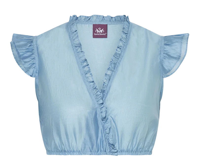 Dirndlbluse, Spieth & Wensky, hellblau, Fran Chiffon Flügelärmel