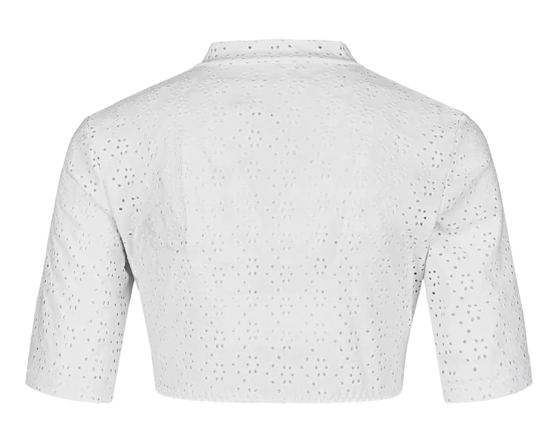 Dirndlbluse Nina von C., Chantal, weiß, Lochstick, hochgeschlossen