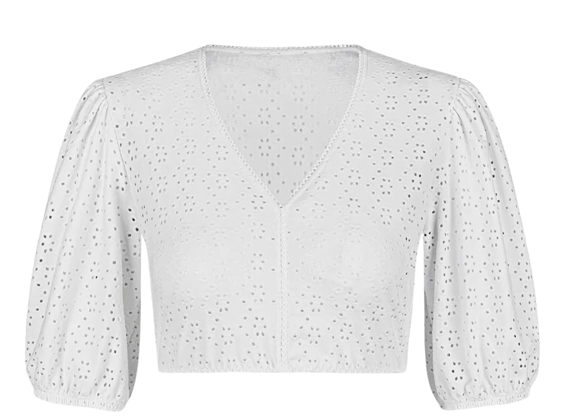 Dirndlbluse Nina von C., Marie, weiß, halbarm, Lochstick
