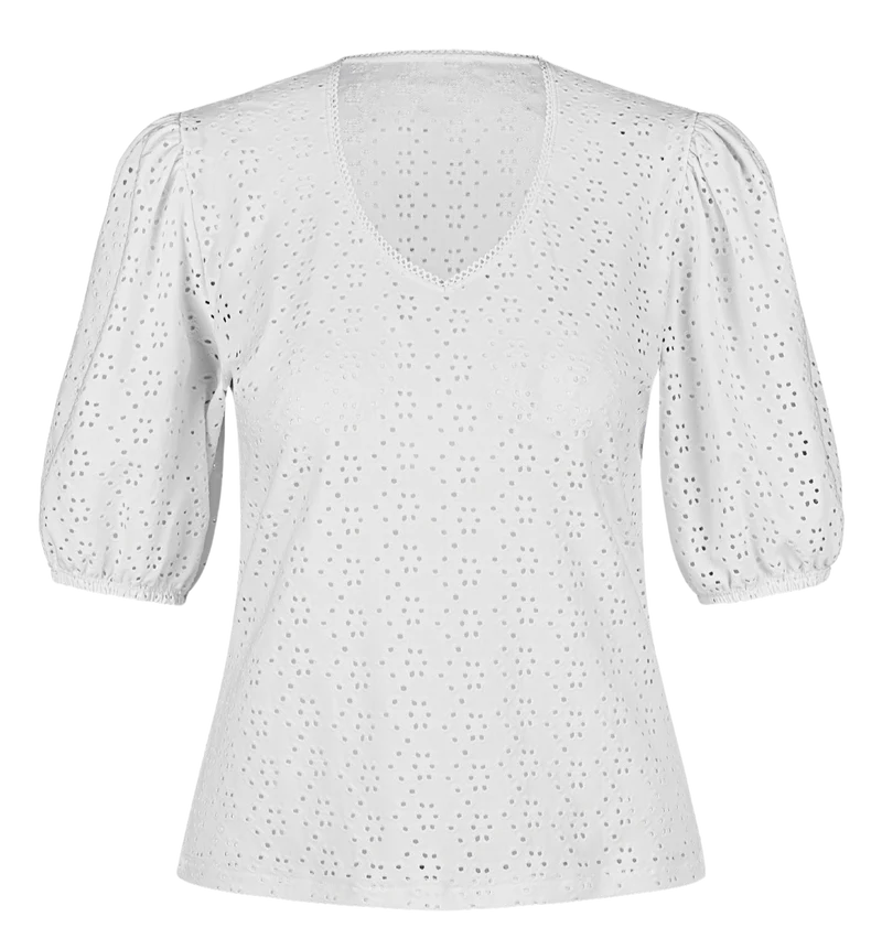 Trachtenbluse Regina, Lochstick Shirt, Nina von C., weiß