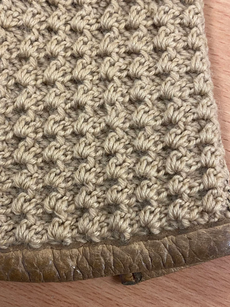 Vintage Lederhandschuhe mit Strickrücken Braun Beige