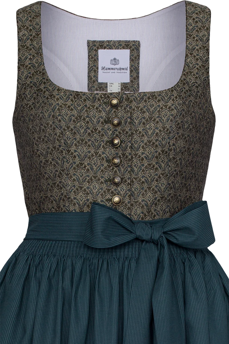 Langes Dirndl mit Jaquardmieder - blau gemustert