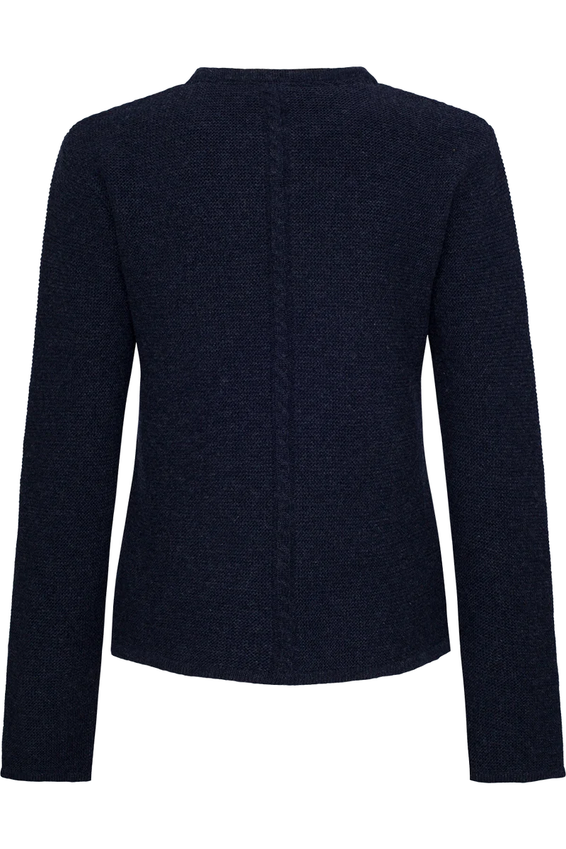 Damen Strickjacke mit Wolle und Zopfmuster - dunkelblau