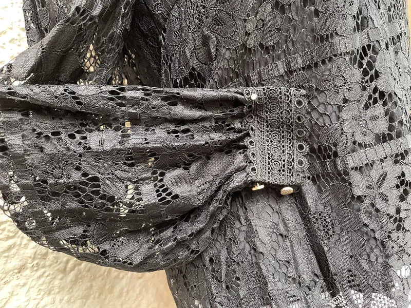 Trachtenbluse, Krüger Collections, Langarm, Spitze, schwarz, Loredina