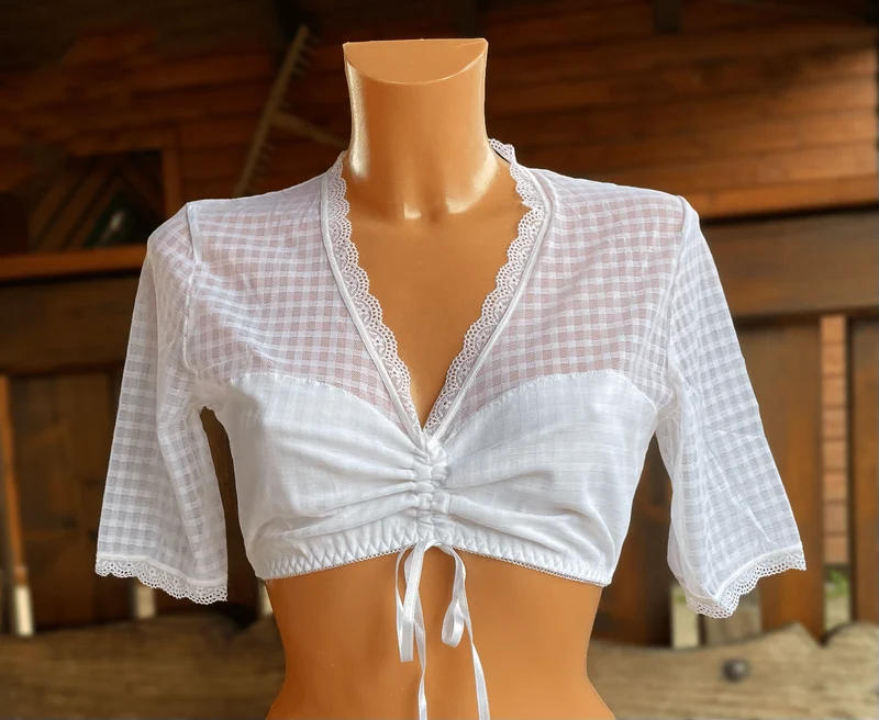 Dirndlbluse Nina von C., Melanie, weiß, halbarm, kariert