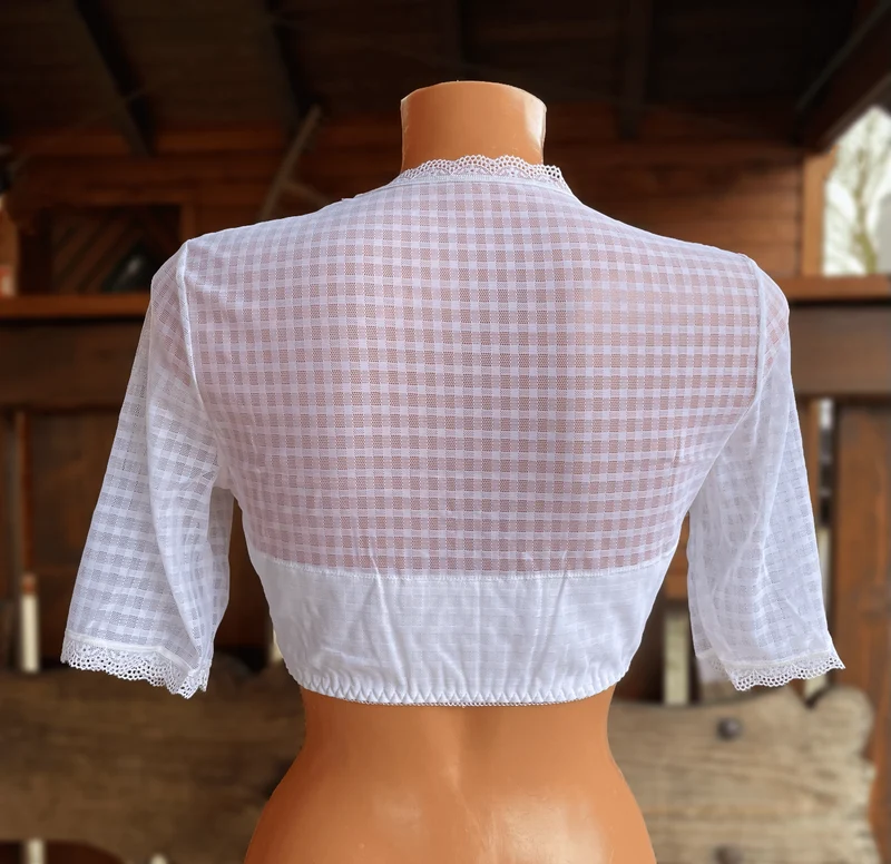 Dirndlbluse Nina von C., Melanie, weiß, halbarm, kariert
