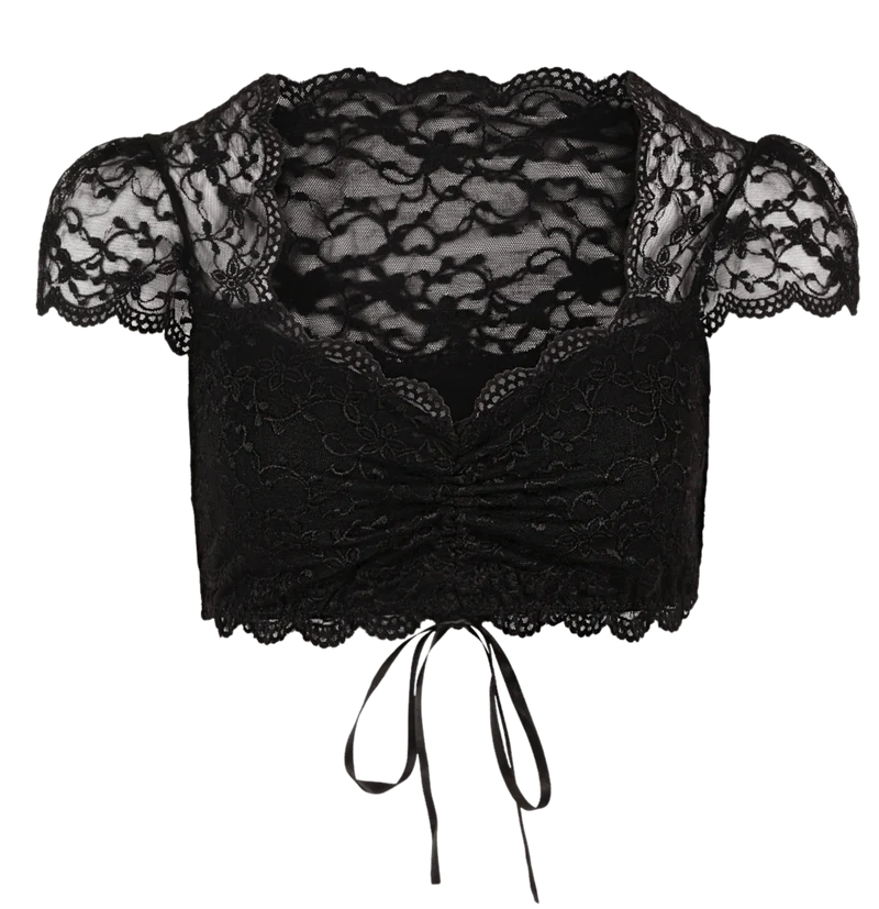 Dirndlbluse Nina von C., Nina, schwarz, kurzarm, Zugband