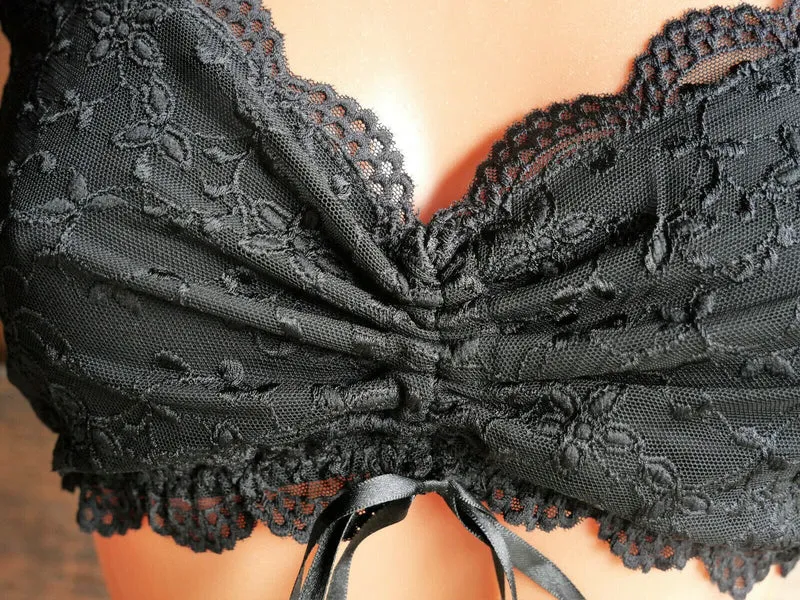 Dirndlbluse Nina von C., Nina, schwarz, kurzarm, Zugband