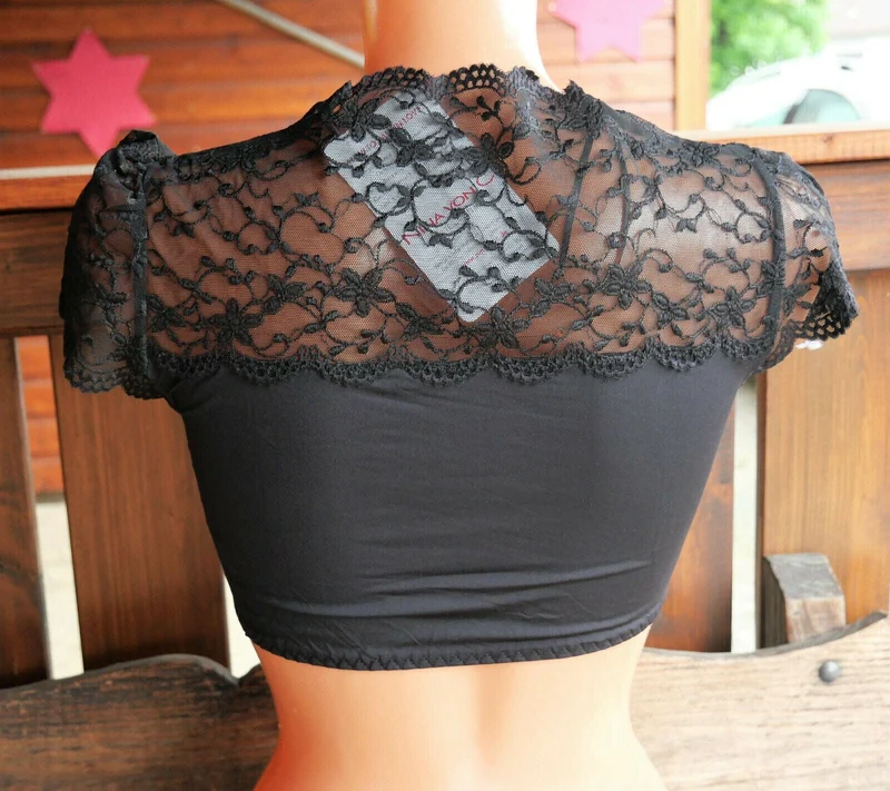 Dirndlbluse Nina von C., Nina, schwarz, kurzarm, Zugband