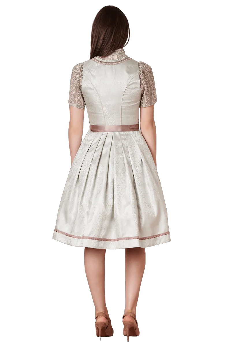 Dirndl Krüger Madl, Midi 60 cm, Sunny, hellgrün, rosa, Perlen