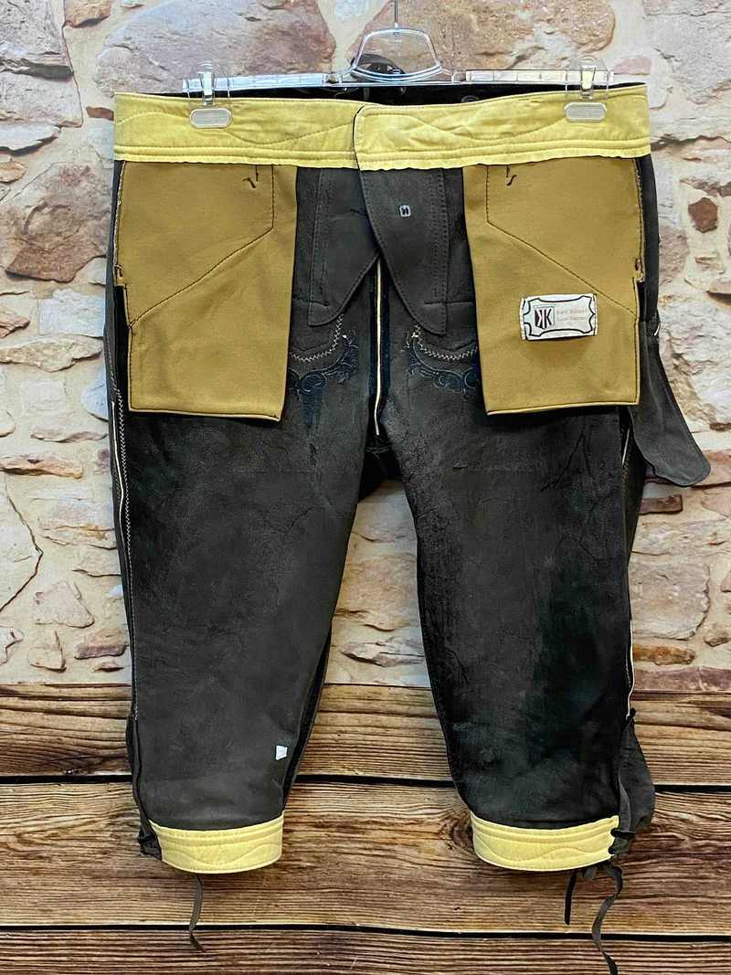 Vintage Trachten Lederhose Kniebund Dunkelbraun – Gr. 56–58 Karl Klüber