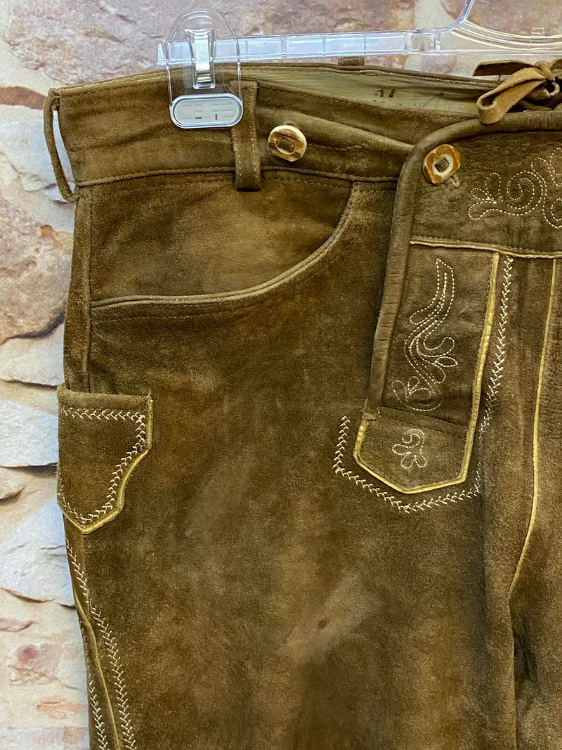 Vintage Trachten Lederhose Herren Kniebund Braun – Gr. 56