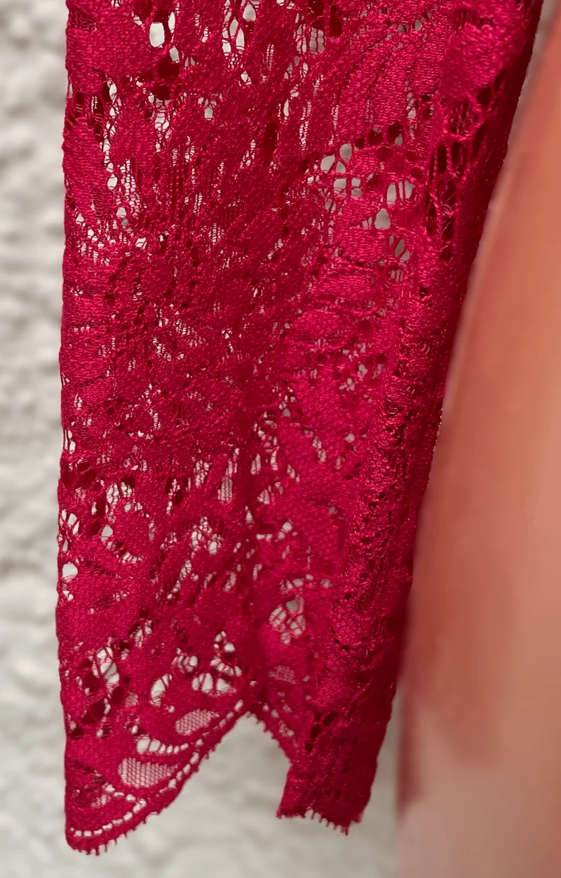 Dirndlbluse Krüger Collections, hochgeschlossen, langarm, Raffaella, rot, beere