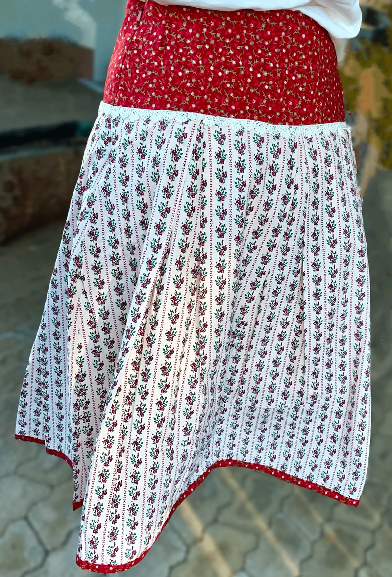 Trachten Rock Midi, Annamaria, rot, weiß, Hangowear 60 cm