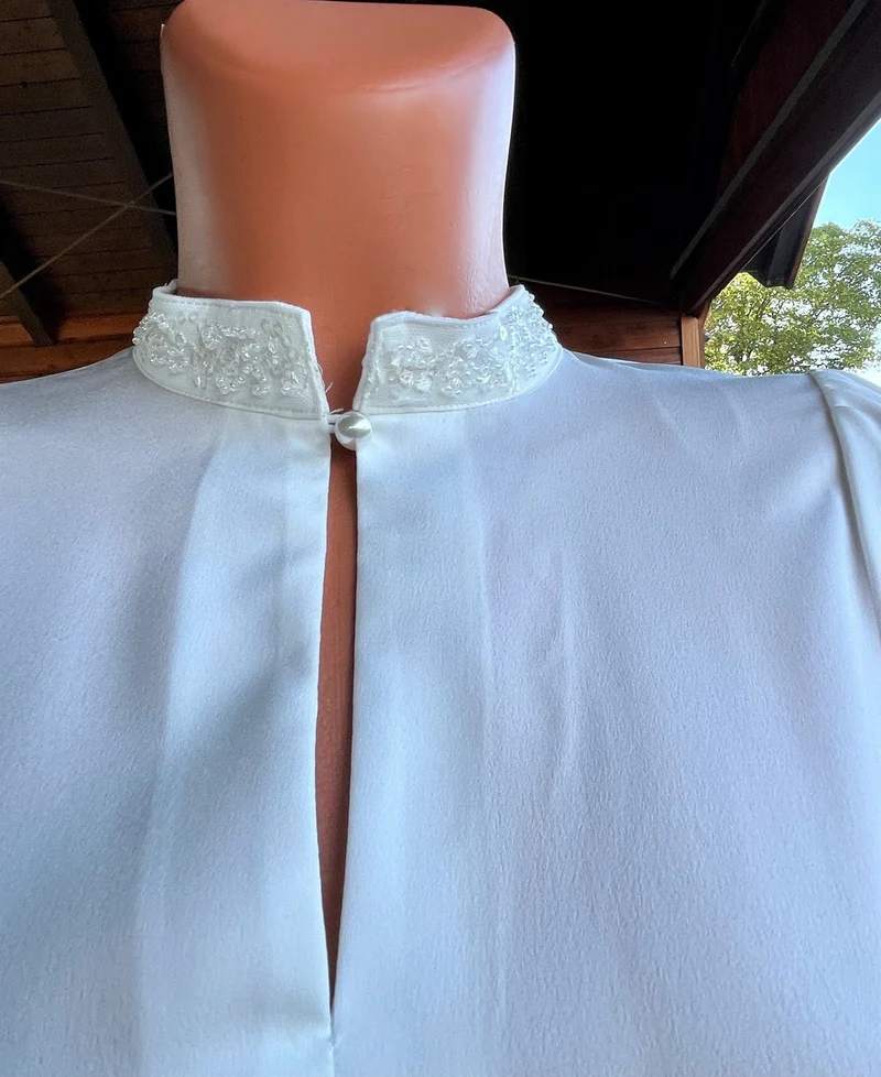 Dirndlbluse Krüger, Anthea, hochgeschlossen, 3/4 Arm, ecru, Gr. 40