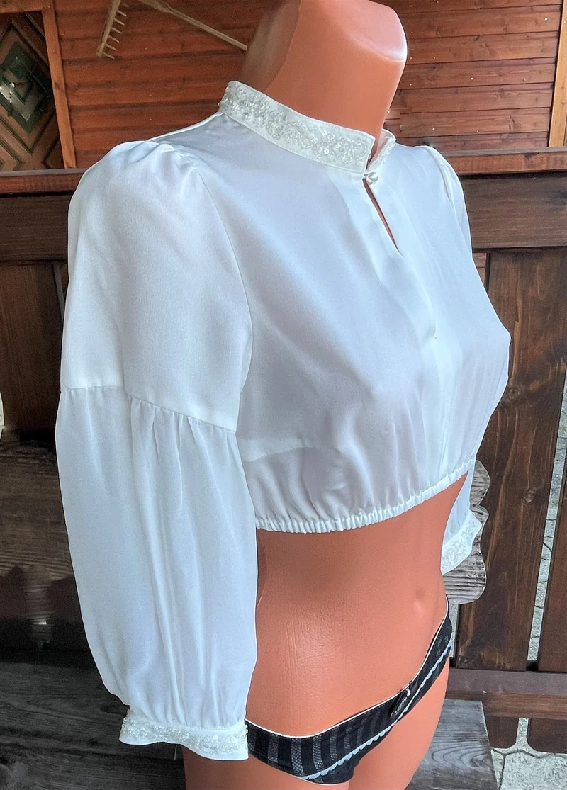 Dirndlbluse Krüger, Anthea, hochgeschlossen, 3/4 Arm, ecru, Gr. 40