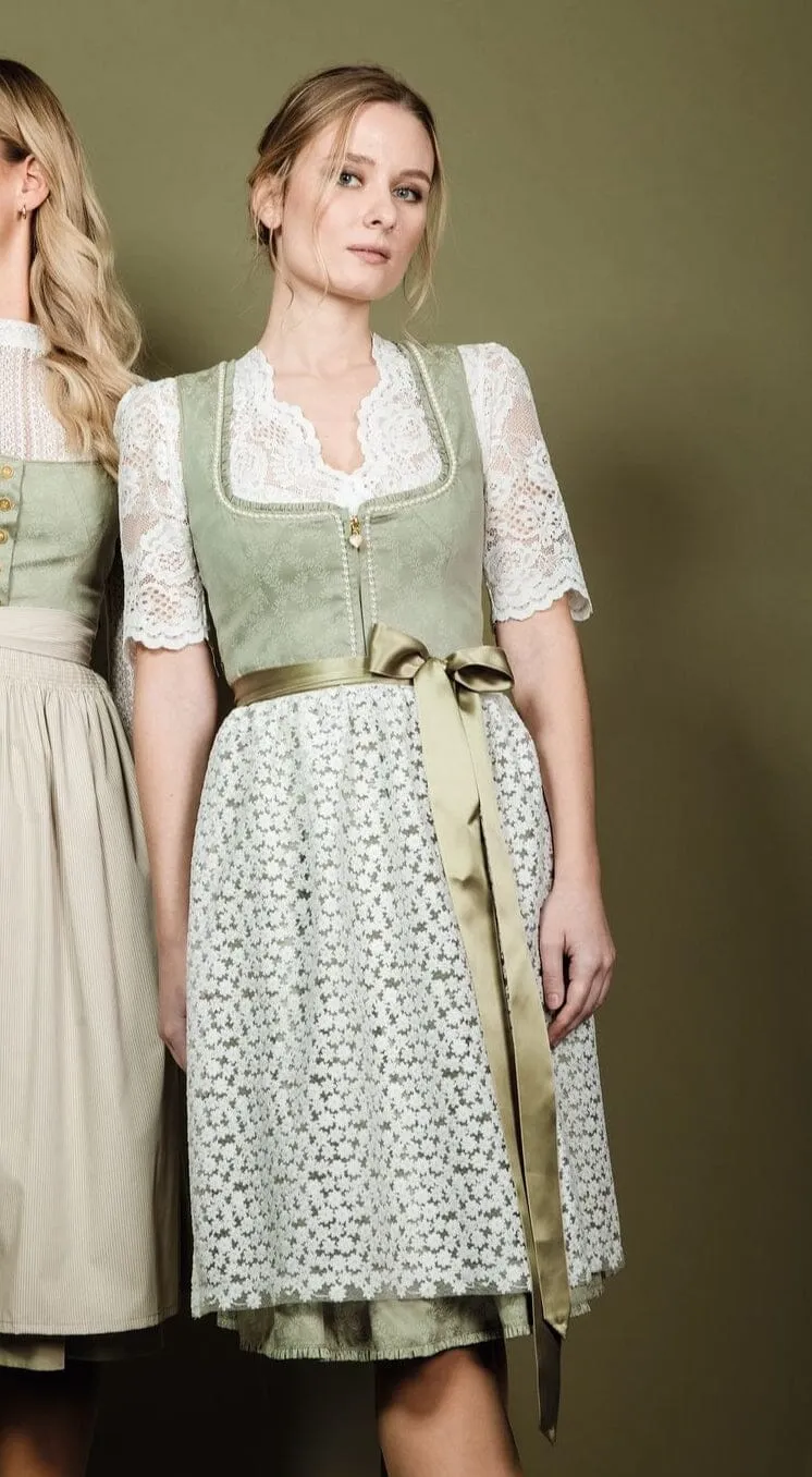Dirndl Alpenfee, Amy, Pistazie, Midi 60 cm