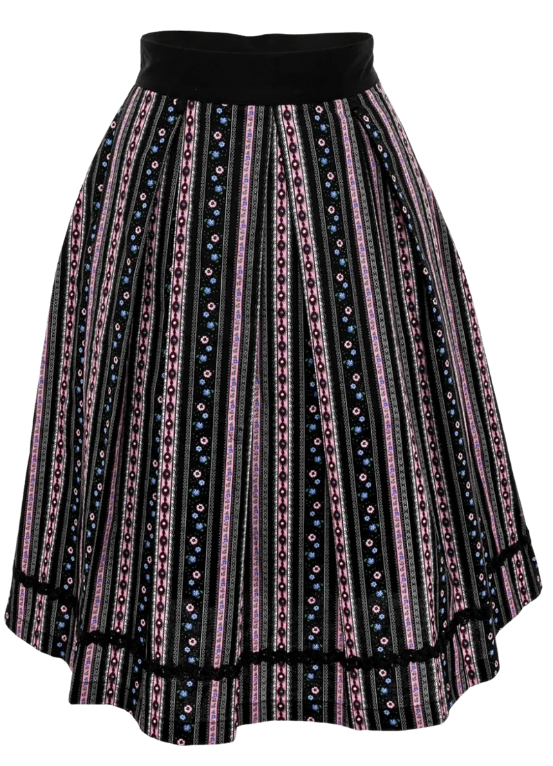 Trachten Rock Midi, Davina, schwarz, Hangowear 60 cm