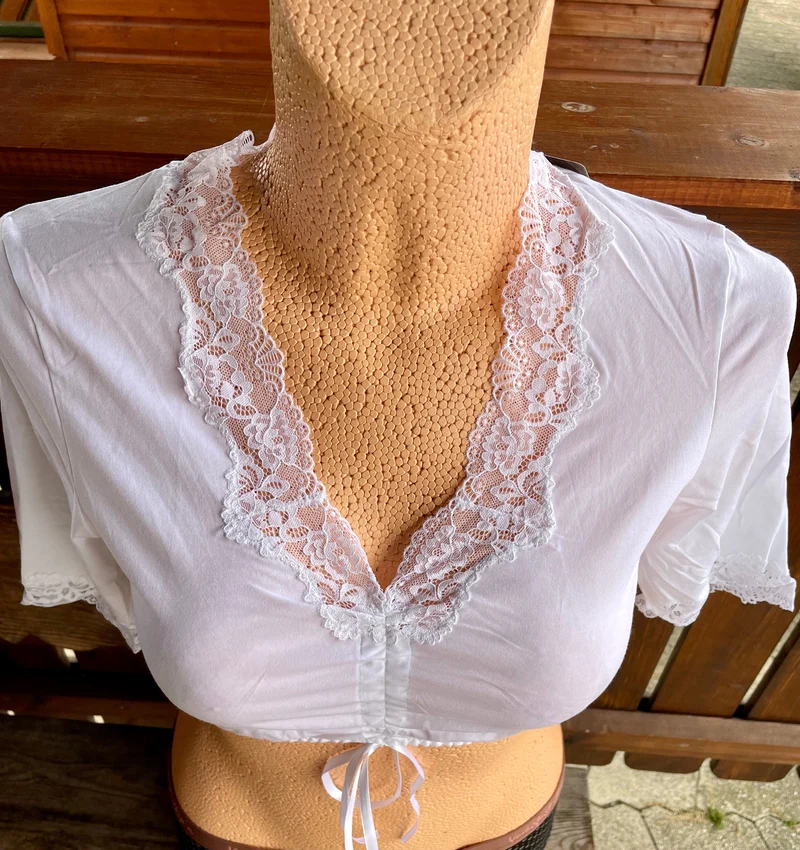 Dirndlbluse Nina von C., Marion, Jersey, weiß, halbarm, Zugband