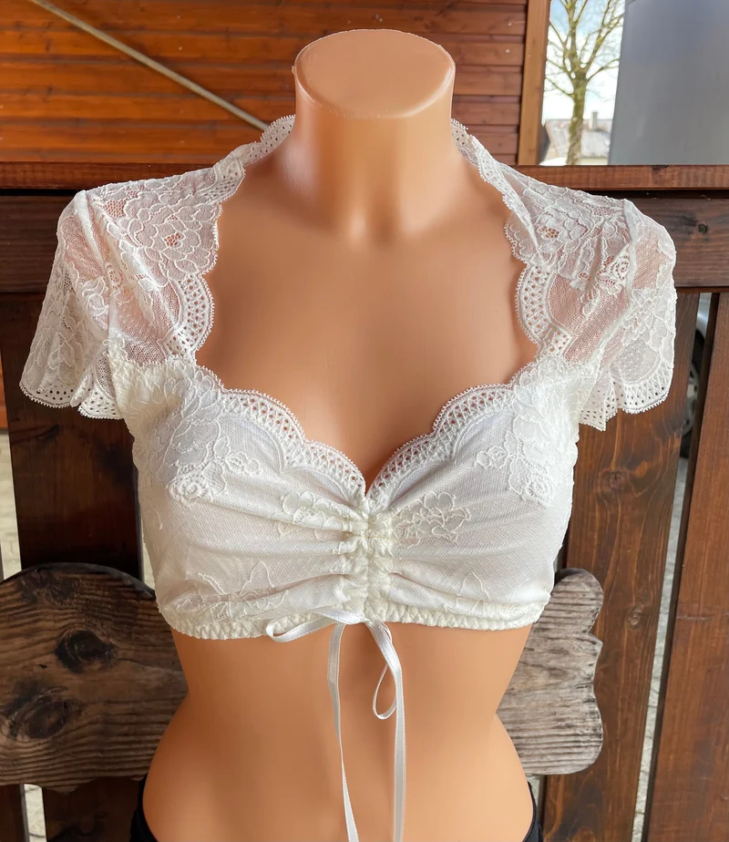 Dirndlbluse Nina von C., Sybille, champagner, kurzarm, Blüten